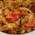 Roergebakken groente met quinoa & ei