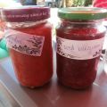 Aardbeien-rabarberjam/Rode uienjam/Zonnebloemen