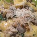 Ravioli met champignons en rucola