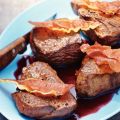 Biefstuk met rodewijnsaus en ham