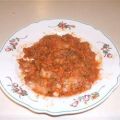 Tomatensaus met gehakt en sperziebonen