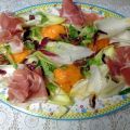 Salade met Kaki’s, Rauwe Ham, Witlof en Walnoten