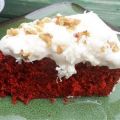Red velvet cake met kokos