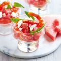 Garnalen cocktail met watermeloen en feta