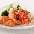 Kibbeling in zoetzure saus met rijst