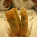 Tempura langoustines, Chinese pickles