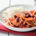 Pikante chorizostoofpot met rijst