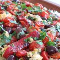 Couscous met geroosterde paprika met halloumi