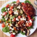 Paleo Spinach Salad with a Chicken Burger
