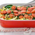 Tagliatelleschotel met spinazie en cherrytomaten