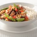 Chinees wokvlees met groenten en rijst