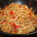 Pittige spitskool met paprika en kip
