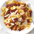 Pasta met pompoen en salami