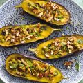 Geroosterde aubergines met sinaasappeldressing