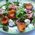 Salade met gegrilde Abrikozen, Ham en Geitenkaas