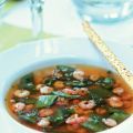 Lentebouillon met peultjes en garnalen
