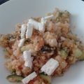 Courgette met rijst, garnalen en feta