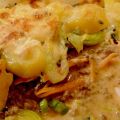 Ovenschotel: Prei, gehakt, aardappel, wortel,[...]