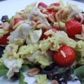 Salade met aardbeien en kip