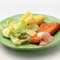 Zeeschnitzel met honing-mosterddressing