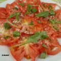 Carpaccio van coeur de boeuf tomaten.