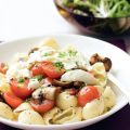 Pasta met spekjes en champignons