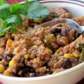 Vegetarische quinoa en zwarte bonen Chili