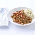 Snelle stroganoff met aardappelpuree