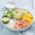 Pokebowl met Geitenkaas Zalm en Mango