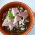 Linzen met gerookte forelfilet