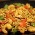 Noodles met Garnalen, Paprika en SugarSnaps