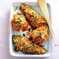 Gevulde aubergine & paprika met bulgur
