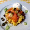 Gebakken matzes met zalm