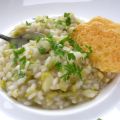 Risotto met prei, dragon en kaaschips