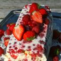 Ijscake met meringue en rood fruit