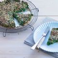 Glutenvrije taart met spinazie, zaden en avocado
