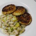 Romige prei en witte bonen, met rösti
