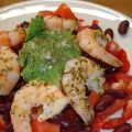 Simpele lunch met kidneybonen en scampi