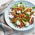 Farrosalade met geitenkaas en granaatappel