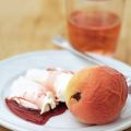 In rosÃ© gestoofde perziken met mascarpone