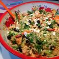Quinoa salade met zalm en blauwe bessen