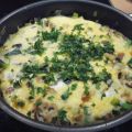 Tortilla met prei, champignons en kaas