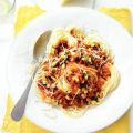 Spaghetti met gehaktsaus en pecorino