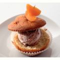 Paddenstoelenmuffins met vruchten en roomijs