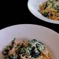 Spaghetti à la crème met spinazie