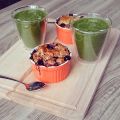 Baked oatmeal with green smoothies