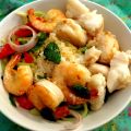 Thaise Vissalade met rijst en zoete chili