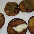 Aubergine schijfjes met kaas