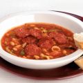 Tomatenmaaltijdsoep met chorizo