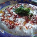 Geroosterde aubergine yoghurt dip